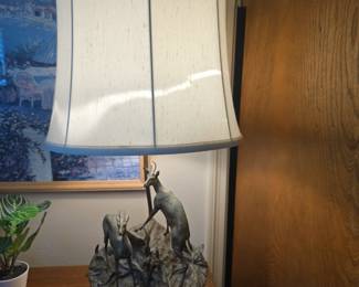 Jules Moigniez bronze wildlife lamp