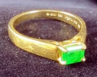18K Gold & Platinum Emerald Ring