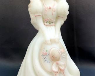 Fenton Milk Glass Figurine Hand Painted by C. Driffitts