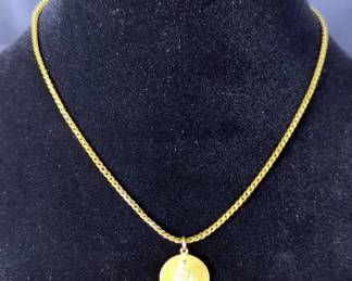 10K Gold Religious Medallion Pendant