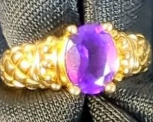 14K Gold Ring With Amethyst Gemstone