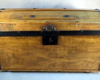 Wooden Dome Top Storage Trunk With Key