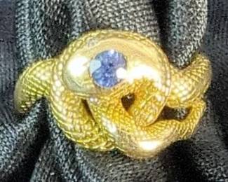 Snake Ring with Sapphire And Diamond Gemstone