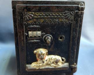 Cast Iron Watch Dog Mechanical Coin Bank Safe