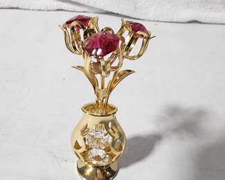 24K GOLD PLATED CRYSTAL ROSES