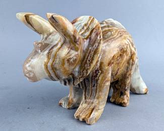 Polished Carved Onyx Triceratops Statue, 3.5" Tall