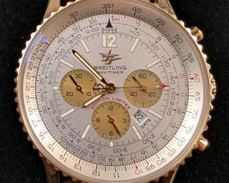 Breitling Navitimer 42mm Yellow Gold 50th Anniversary Limited Edition 38/50 Automatic Chronograph Watch With Leather Strap, 534913, K41322