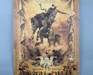 Miles City Montana Bucking Horse Sale Rodeo Poster Signed By Artist Bob Coronato, 38.75" x 17.5"