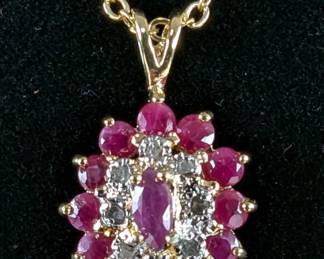 18K Yellow Gold Plated 4.05 Carat Citrine And Diamond Pendant With Chain