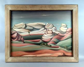 Donald K. Wiest Landscape Painting On Canvas, Artist Signed "dwiest 48", Frame Measures 27.5" x 21.75", Canvas Measures 23.5" x 17.5"