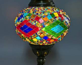 Turkish Mosaic Table Lamp, 13" Tall