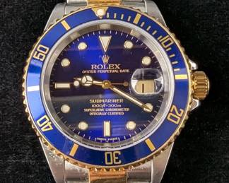 Rolex Submariner 40mm Blue Dial 18K And Stainless Steel Watch, Z199276, 16613, On Oyster Bracelet With 13 Links