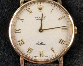 Rolex Cellini 18K Yellow Gold Watch On Genuine Crocodile Leather Strap With Rolex Crown Buckle, W060387, 5112