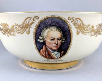 Lenox 'The Patriots Bowl', Hand Decorated With 24K Gold, Commemorative Issue 1776-1976 Bicentennial Bowl, Includes Portraits Of John Adams, Benjamin Franklin, Patrick Henry, Thomas Jefferson, And George Washington, Made In U.S.A.