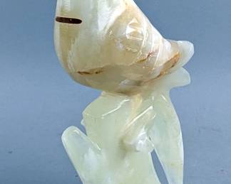 Polished Carved Onyx Parrot On Perch Statue, 8" Tall