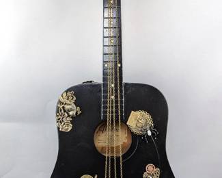 ecorated Steam Punk Guitar With Chain Strings, Goggles, And More, 41" x 15.75" x 4.5"