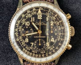 Breitling Navitimer Automatic Chronograph Watch On Lizard Leather Strap, Black And Gold Tone, 1950S, 806