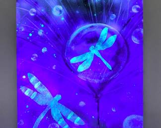 Lorrie Dale Bridges 'Summer Wishes' UV Light Reactive Art Print With Phosphorescent Paint On Canvas, Artist Signed "LDale", Includes Blacklight, 7" x 5"