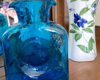 blenko water pitcher, Tiffany Este Ceramiche 10" trumpet vase
