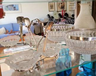 silver plate , haeger vase