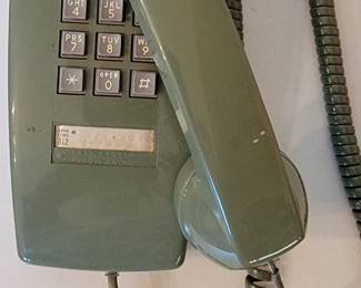 Vintage avocado green wall phone