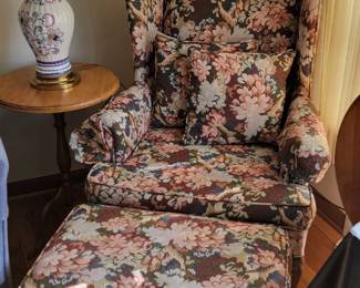 wingback chair with matching ottoman