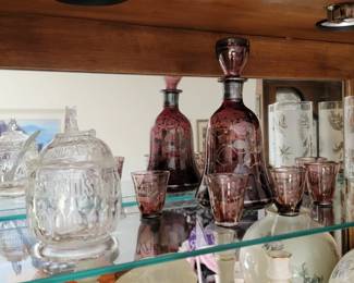 vintage horseradish glass jar, Mcm glasses