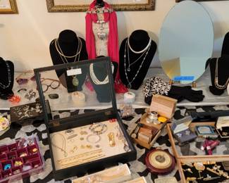Some of the beautiful jewelry, including costume, sterling and gold.
Still more to come