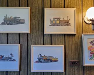 framed train art