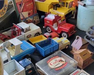 vintage metal trucks and toys