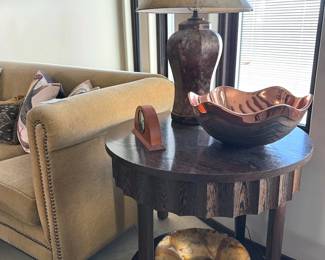 Sofa, side table, decor