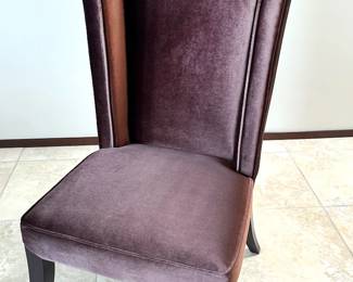 High-backed velvet chair