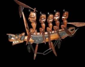 Mid Century Hand Carved African Dragon Boat
