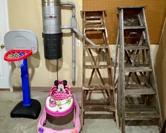 Vintage Wooden Ladders • Toddlers Disney Walker • Little Tykes Basketball Hoop