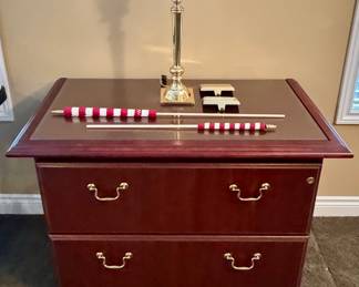 2- Drawer End Table • Lamp • American Flags