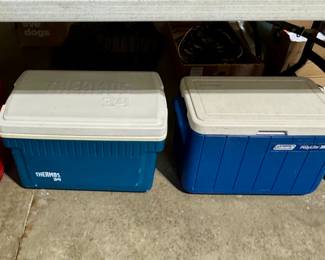 Large Gas Can • Vintage Thermos and Coleman Chest Coolers
