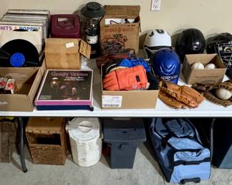 Vinyl Records • Batting Helmets • Baseball/Softball Gloves • Winter Gloves • Camping Lantern • Benz-O-Matic