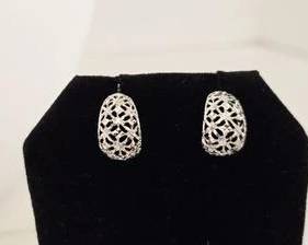 10K White Gold Filigree Earrings