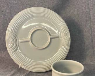 FIESTA, 2 PC Hostess Serving Tray Jumbo Bowl, Pearl Grey