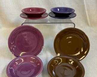FIESTA, 8 PC Fruit Bowl Plate Set, Cinnabar Chocolate Plum Heather