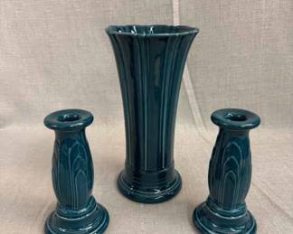 FIESTA, 3 PC Medium Flared Vase Tapered Candle Stick Set, Juniper