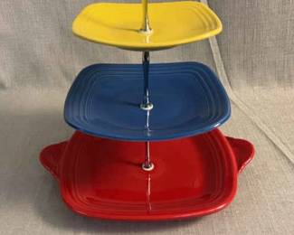 FIESTA, 4 PC Square 3 Tier Serving Tray, Scarlet Lapis Sunflower