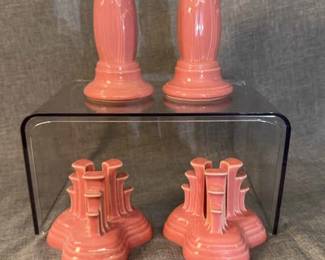 FIESTA, 4 PC Tapered Candlestick Holders Pyramid Candlestick Holder, Peony