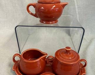 FIESTA, 6 PC Small Teapot Creamer Sugar Bowl Set, Paprika