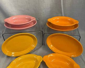 FIESTA, 8 PC Oval Individual Casserole Oval Plate Set, Peony Tangerine Marigold Butterscotch