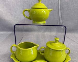 FIESTA, 6 PC Small Teapot Creamer Sugar Bowl Set, Lemongrass
