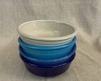 FIESTA, 4 PC Small Classic Rim Cereal Bowl Set, Cobalt Peacock Lapis Pearl Grey