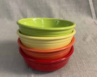 FIESTA, 4 PC Classic Rimmed Small Berry Bowl, Scarlet Persimmon Chartreuse Pale Yellow