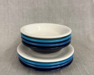 FIESTA, 8 PC Fruit Bowl Plate Set, Peacock Cobalt White Lapis