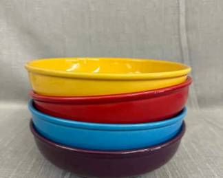 FEISTA, 4 PC Betty Bowl Set, Scarlet Peacock Harlequin Yellow Heather